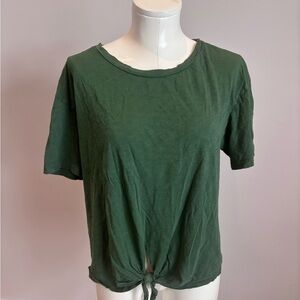 Velvet by Graham & Spencer Forest Green Tie-Front Tee